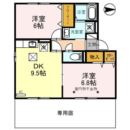 ウィル・アネックスB(2DK/1階)の間取り写真