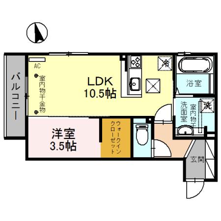 LA・FRAISE(1LDK/1階)の間取り写真