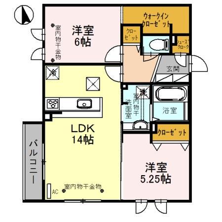 LA・FRAISE(2LDK/1階)の間取り写真