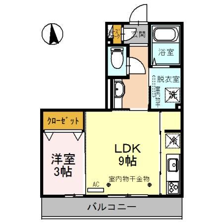 ラ・コリーヌ(1LDK/3階)の間取り写真