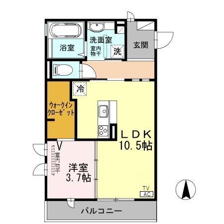 アンソレイエ(1LDK/2階)の間取り写真