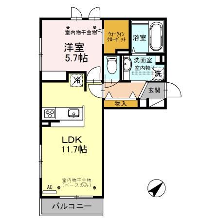 ハイデルビー(1LDK/2階)の間取り写真