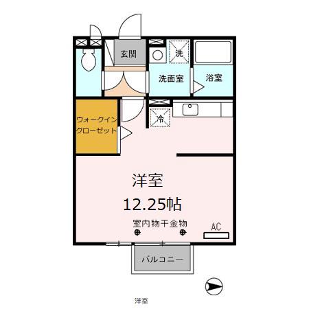 ＩＲいしかわ鉄道 金沢駅 バス乗車時間：30分 畝田住宅前バス停で下車 徒歩3分 2階建 築22年(1K/2階)の間取り写真