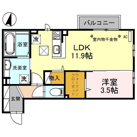 クレセントSK Ⅱ(1LDK/1階)の間取り写真