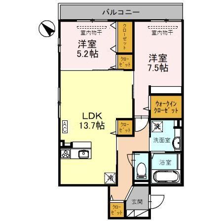 D-RESIDENCE茨木町(2LDK/3階)の間取り写真