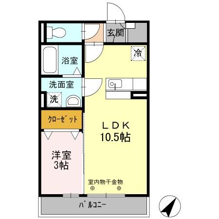 クレール響(1LDK/2階)の間取り写真