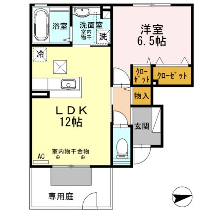 クレスポワール(1LDK/1階)の間取り写真