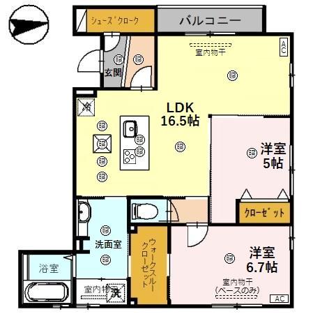 オッツREIWA(2LDK/1階)の間取り写真