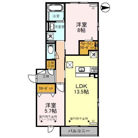 CIELDAGE(2LDK/1階)の間取り写真