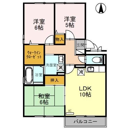 ロビュスト三栄2(3LDK/2階)の間取り写真