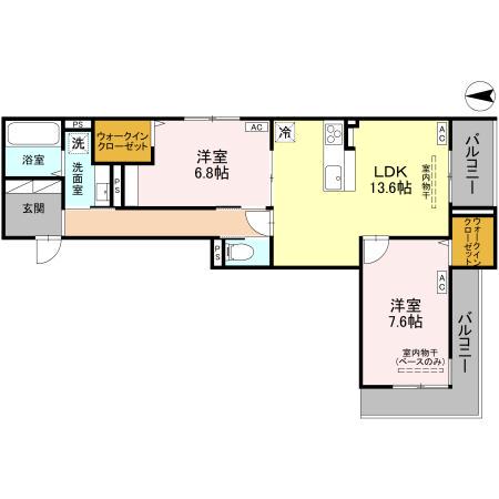 HERZ八日市(2LDK/2階)の間取り写真