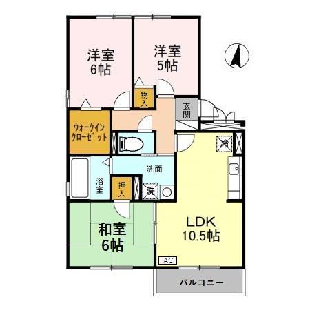 カルフールA(3LDK/3階)の間取り写真