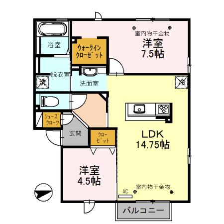 LAGO ラーゴ(2LDK/2階)の間取り写真