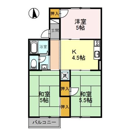トリヴァンベール(3K/1階)の間取り写真