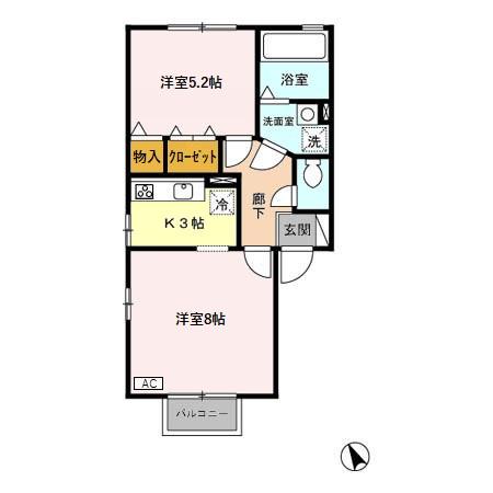 インフィールB(2K/2階)の間取り写真