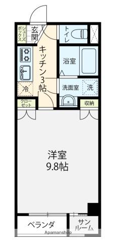 ドリームFK(1K/2階)の間取り写真