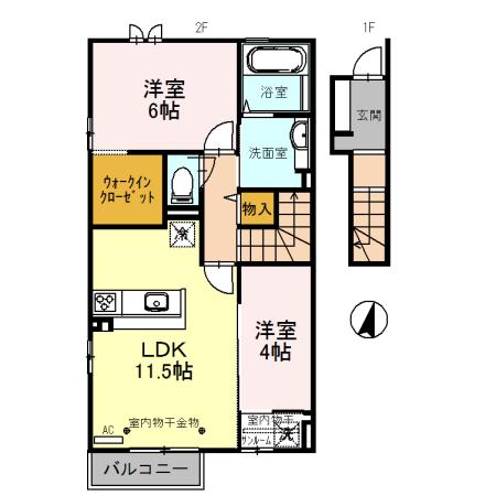 ティエラ(2LDK/2階)の間取り写真