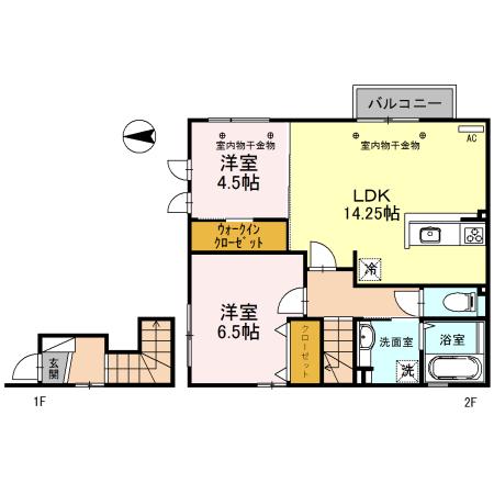 Mハウス(2LDK/2階)の間取り写真