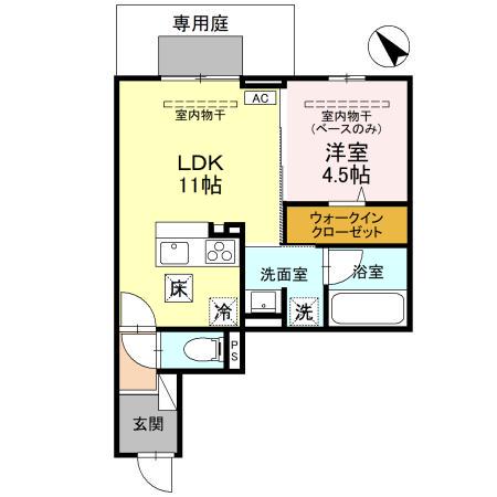 グレイスフルN(1LDK/1階)の間取り写真