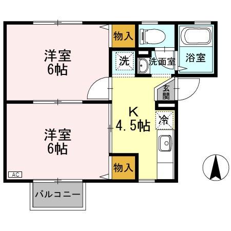 プレジール・エヌ(2K/2階)の間取り写真