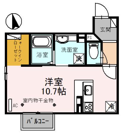 アミスター(ワンルーム/2階)の間取り写真