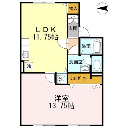 トリヴァンベール中島(1LDK/2階)の間取り写真