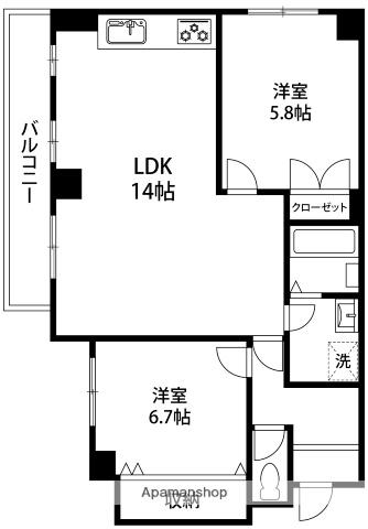 アネックス1010(2LDK/1階)の間取り写真