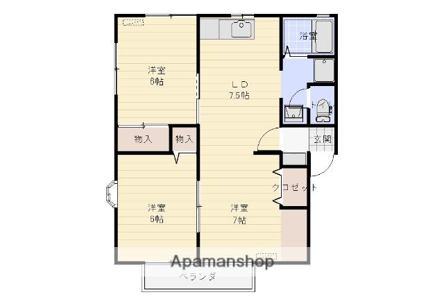 プリシェールサライA棟(2LDK/2階)の間取り写真