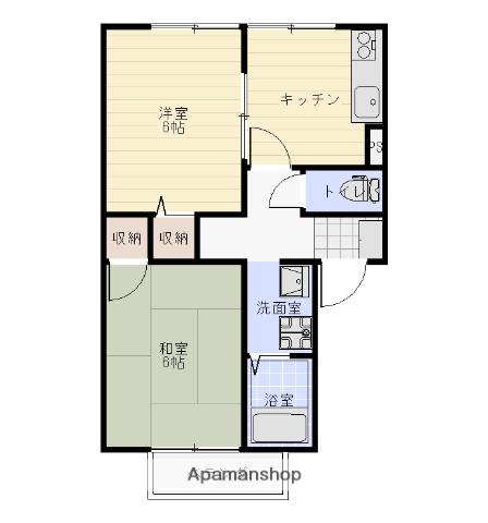 プリシェールサライC棟(2DK/1階)の間取り写真