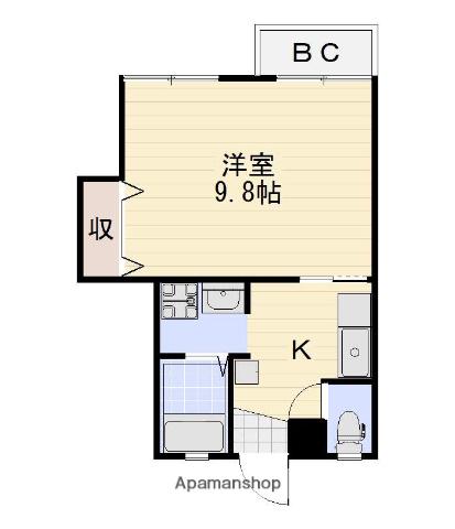 パーシモン11(1K/1階)の間取り写真