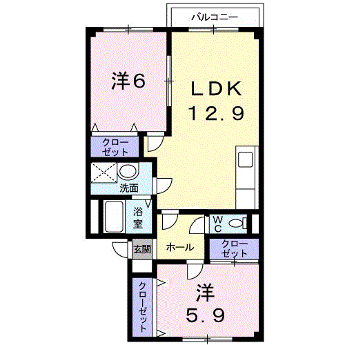 アパルトマンU (2LDK/2階)の間取り写真