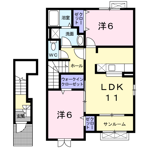 アルボーレ(2LDK/2階)の間取り写真