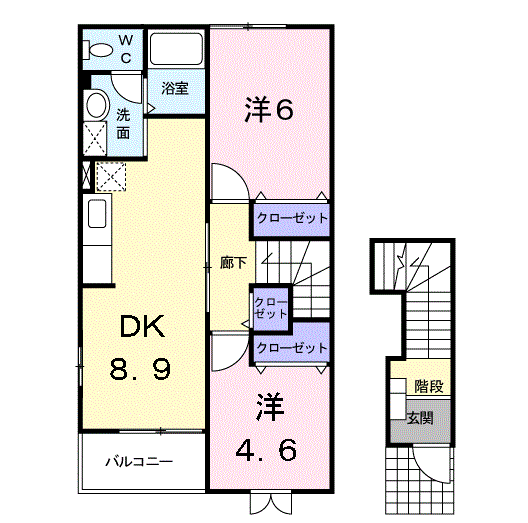 アンバサダ(2DK/2階)の間取り写真