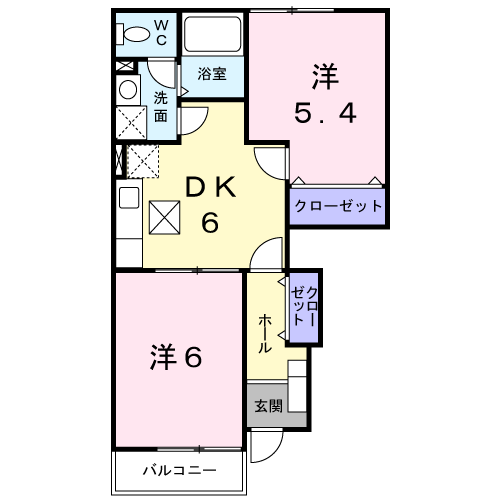 ジョイ・レジデンスⅢ(2DK/1階)の間取り写真