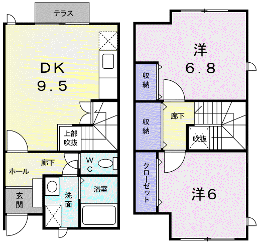 ボンヌシャンツN 2(2DK/1階)の間取り写真