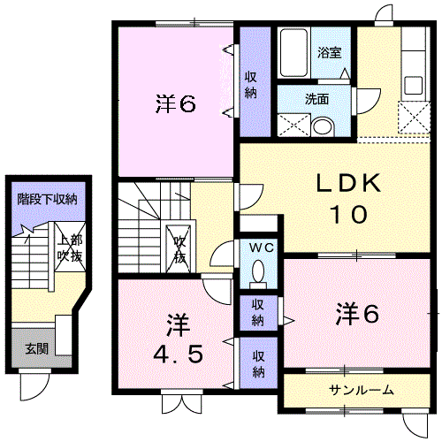 クオーレⅠ(3LDK/2階)の間取り写真