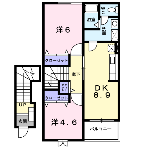 ボンヌシャンツNⅢ(2DK/2階)の間取り写真