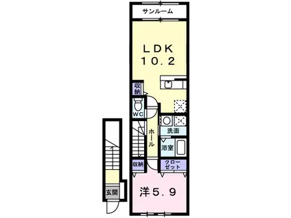 ラッフィナートⅢ(1LDK/2階)の間取り写真