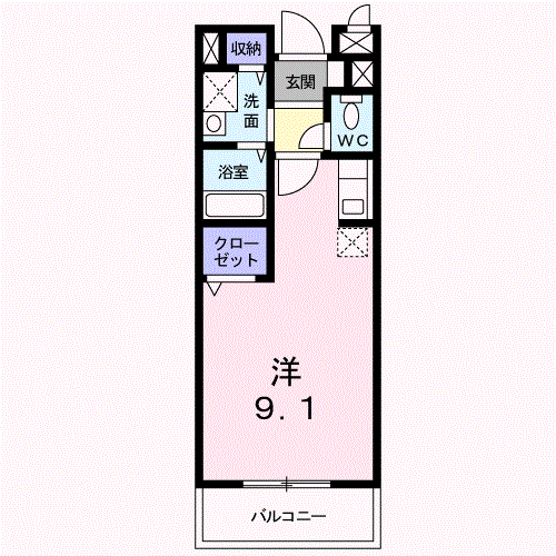 ヴィラージュグランドール(ワンルーム/2階)の間取り写真