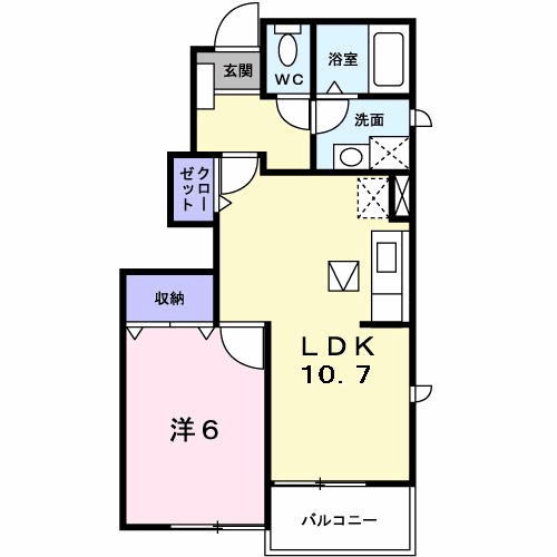 ラフィネⅡ(1LDK/1階)の間取り写真