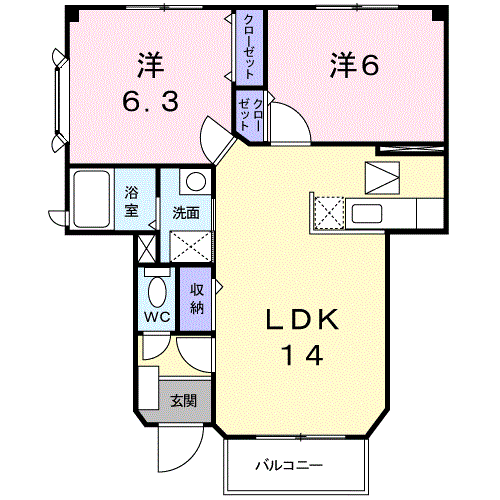 エトランジュ(2LDK/1階)の間取り写真