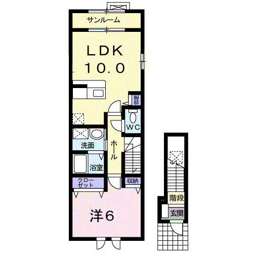 トゥインクルⅣ(1LDK/2階)の間取り写真
