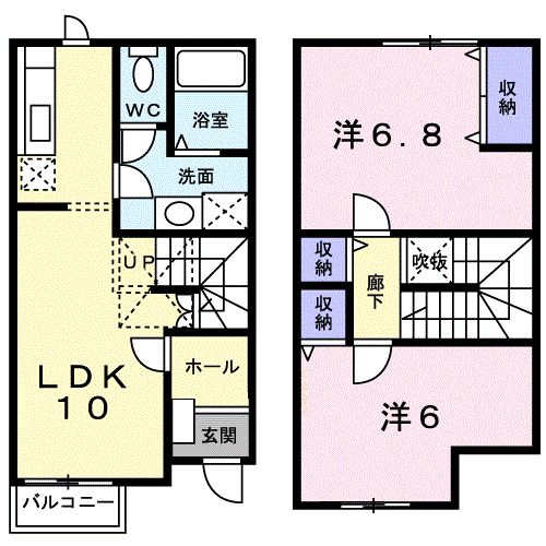ニューローレル1(2LDK/1階)の間取り写真