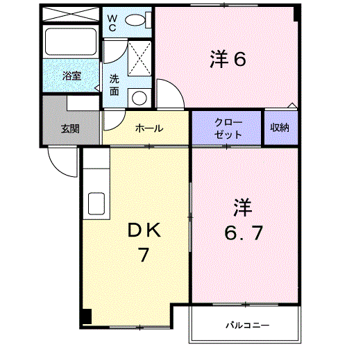アベニューⅢ(2DK/2階)の間取り写真