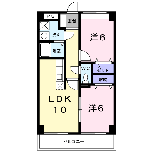 ロイヤルグランデⅡ(2LDK/1階)の間取り写真