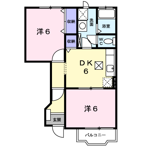 DENALIⅡ(2DK/1階)の間取り写真