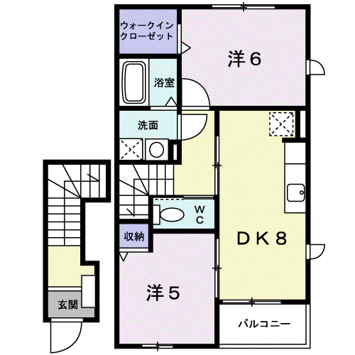 ルラルⅠ(2DK/2階)の間取り写真