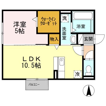 ティアラ(1LDK/1階)の間取り写真