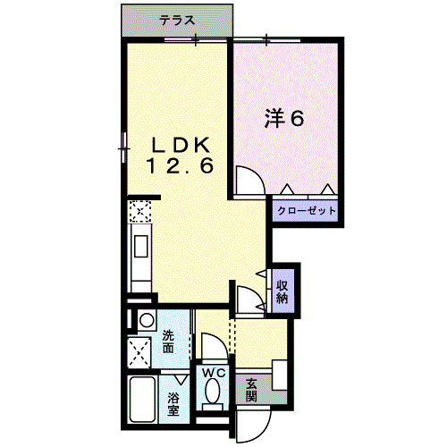 ジェラードⅡ(1LDK/1階)の間取り写真