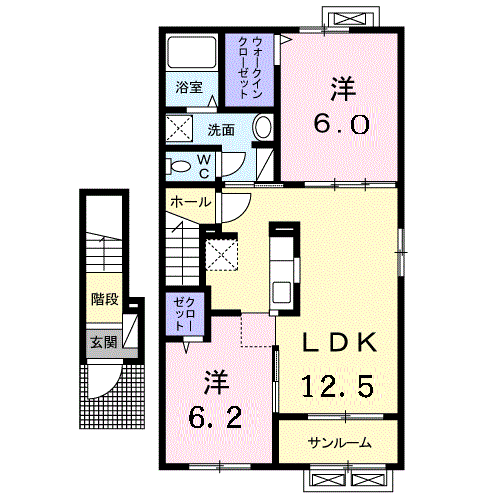 ゴールデン ステップⅡ(2LDK/2階)の間取り写真